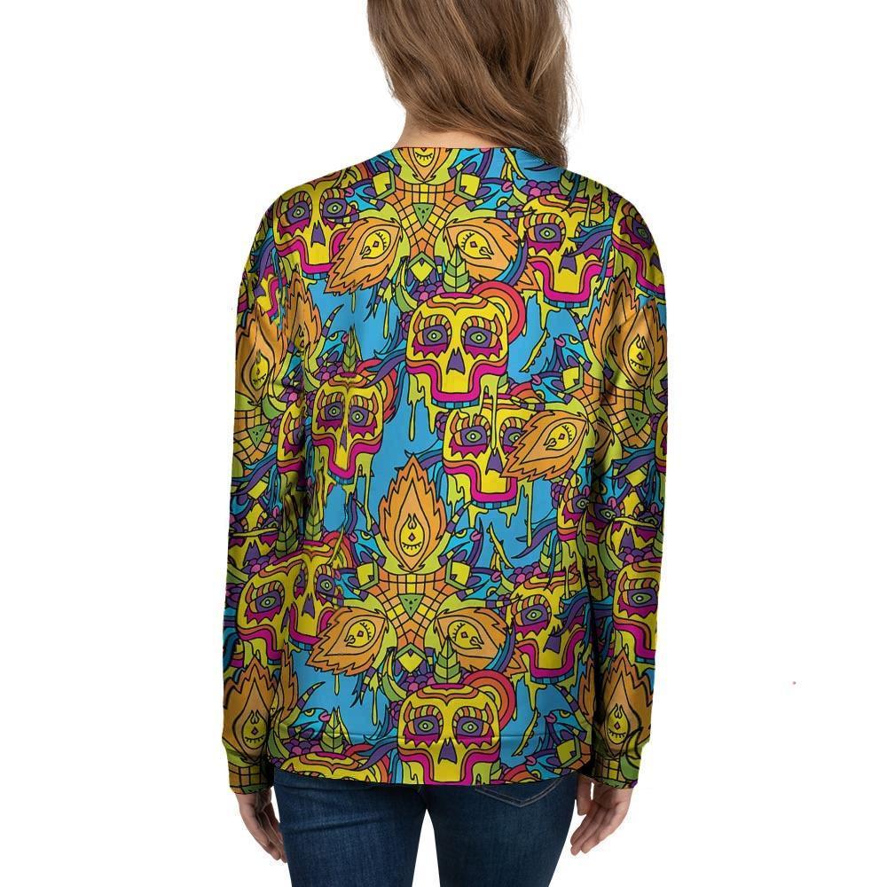 Skull Trippy Psychedelic Women's Sweatshirt-grizzshop