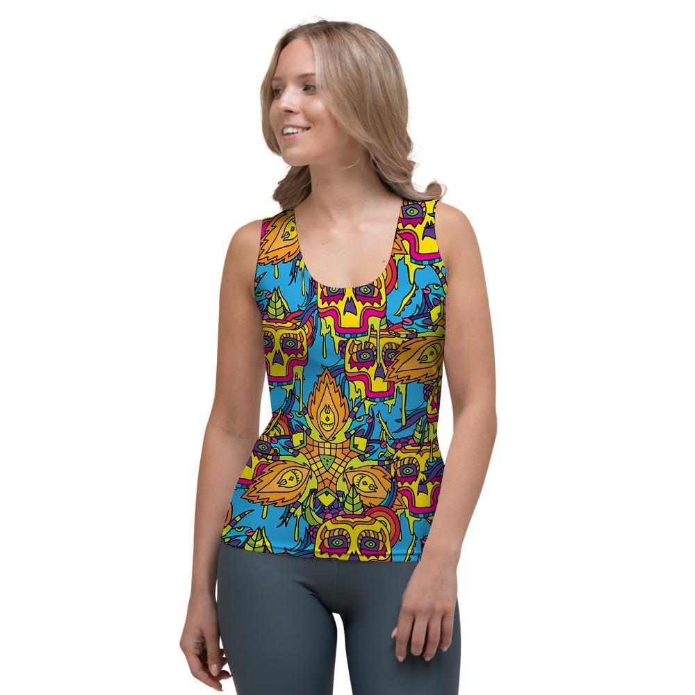 Skull Trippy Psychedelic Women's Tank Top-grizzshop