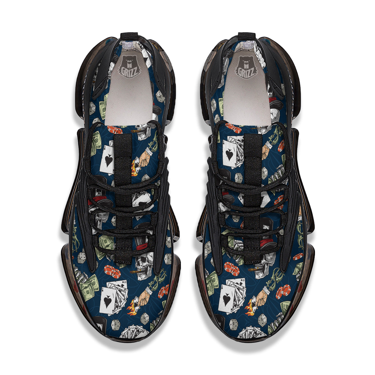 Skull Vintage Print Pattern Black Gym Shoes-grizzshop