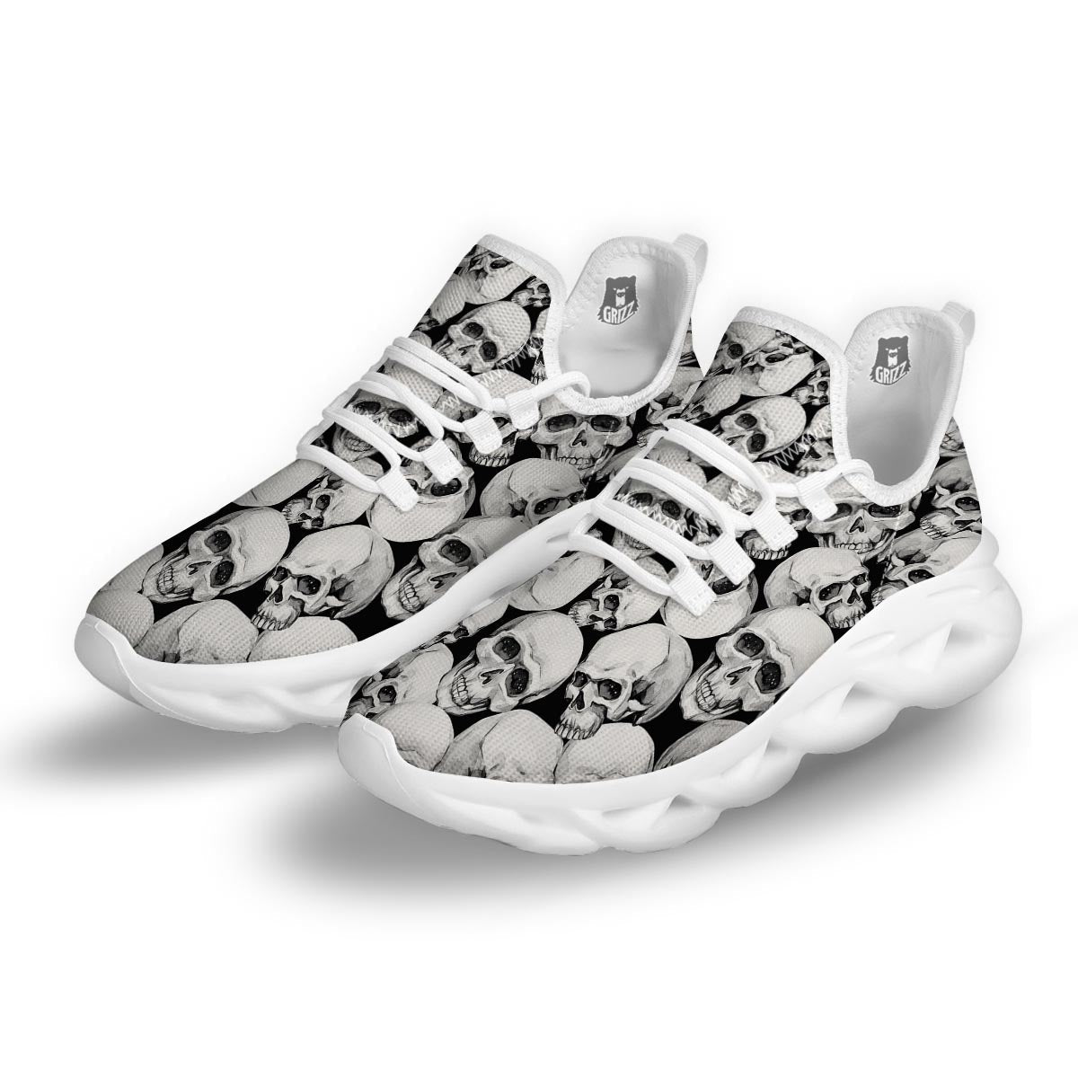 Skull White Running Shoes-grizzshop