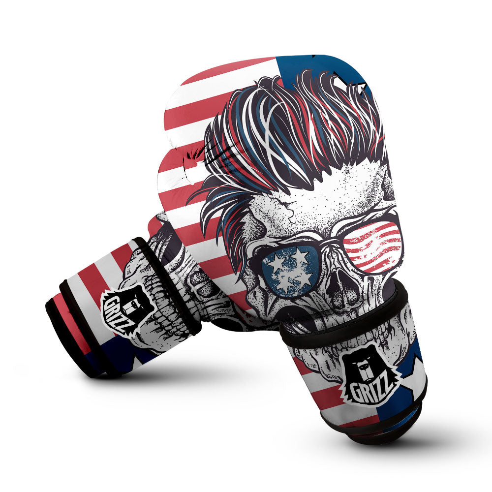 Skull With Sunglasses American Print Boxing Gloves-grizzshop