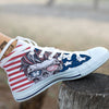 Skull With Sunglasses American Print White High Top Shoes-grizzshop