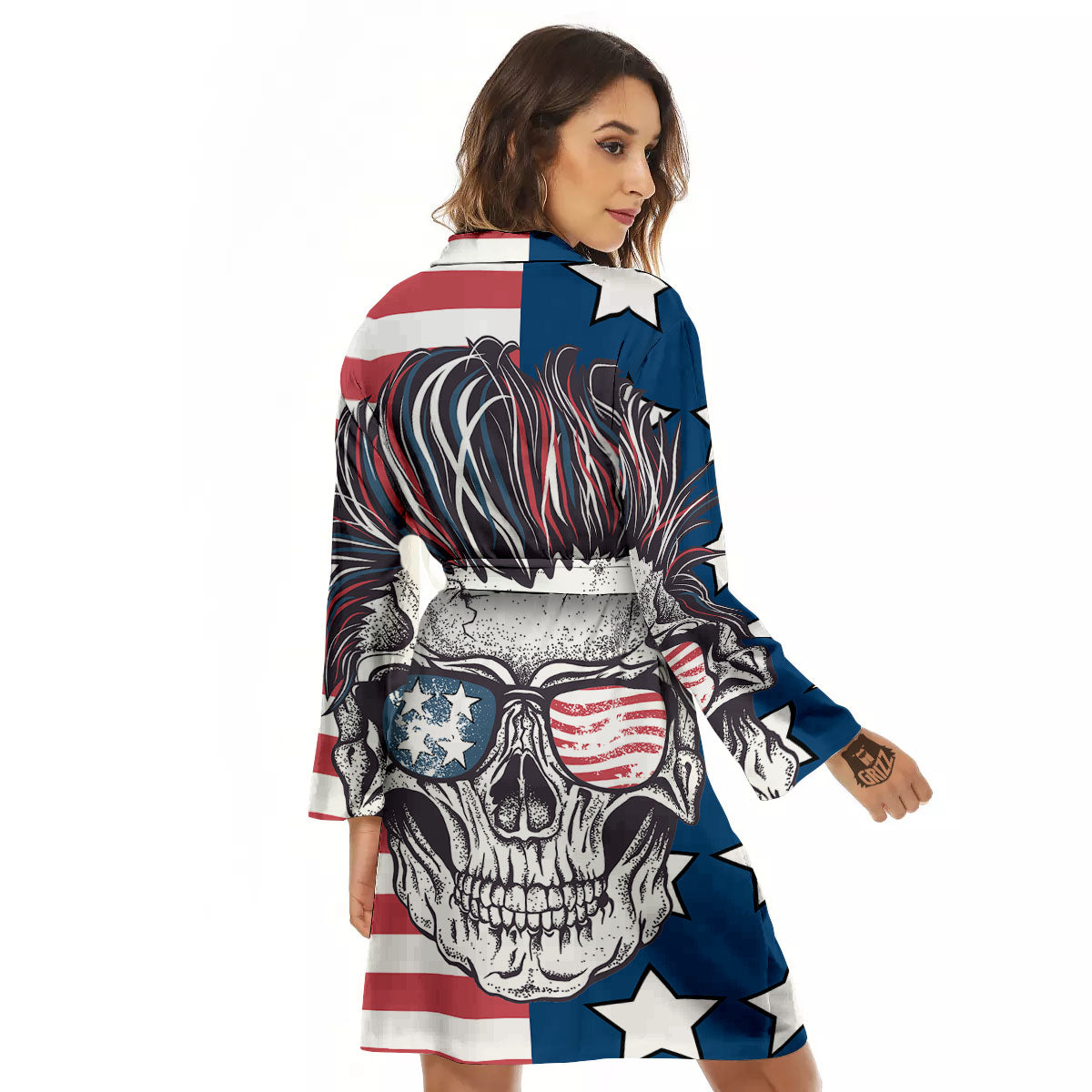 Skull With Sunglasses American Print Women's Robe-grizzshop
