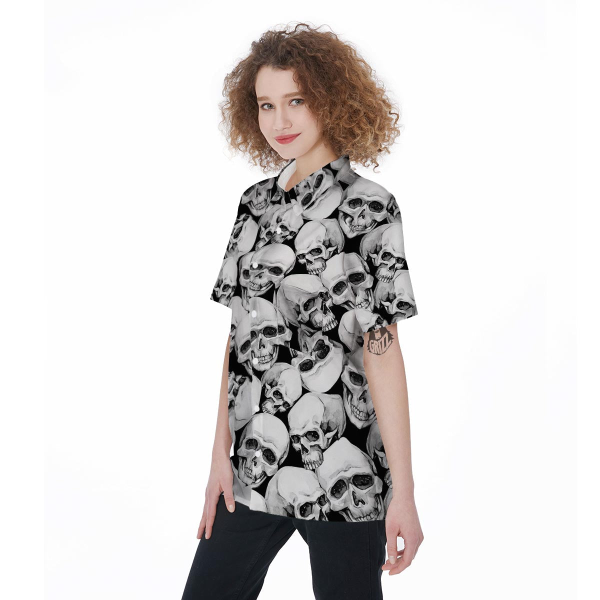 Skull Women's Short Sleeve Shirts-grizzshop