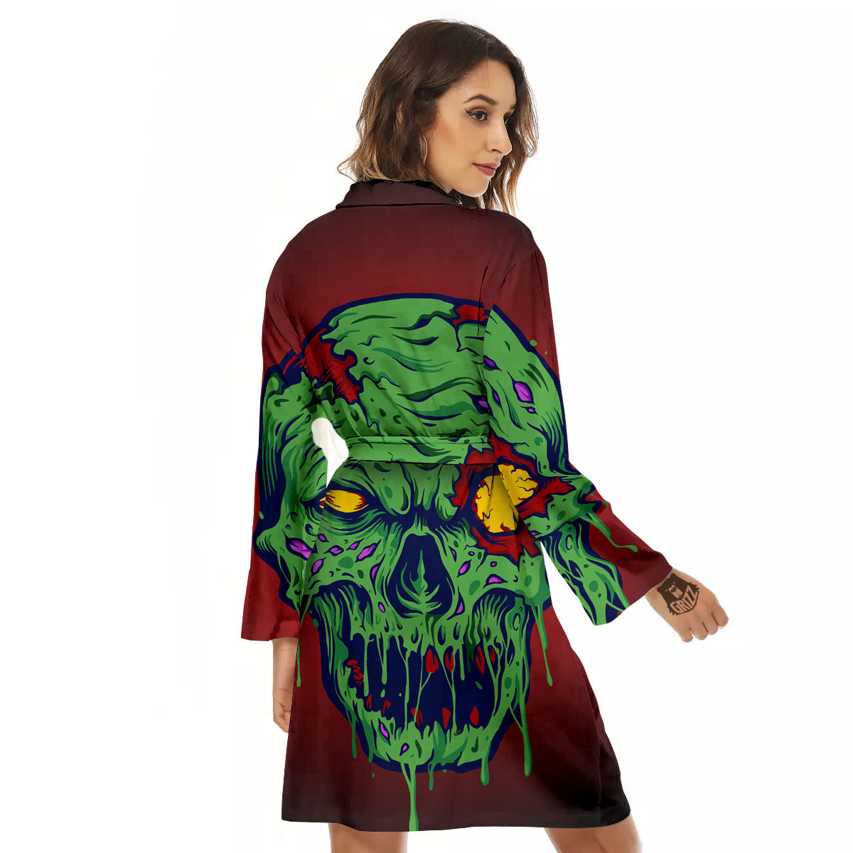 Skull Zombie Scary Horror Print Women's Robe-grizzshop