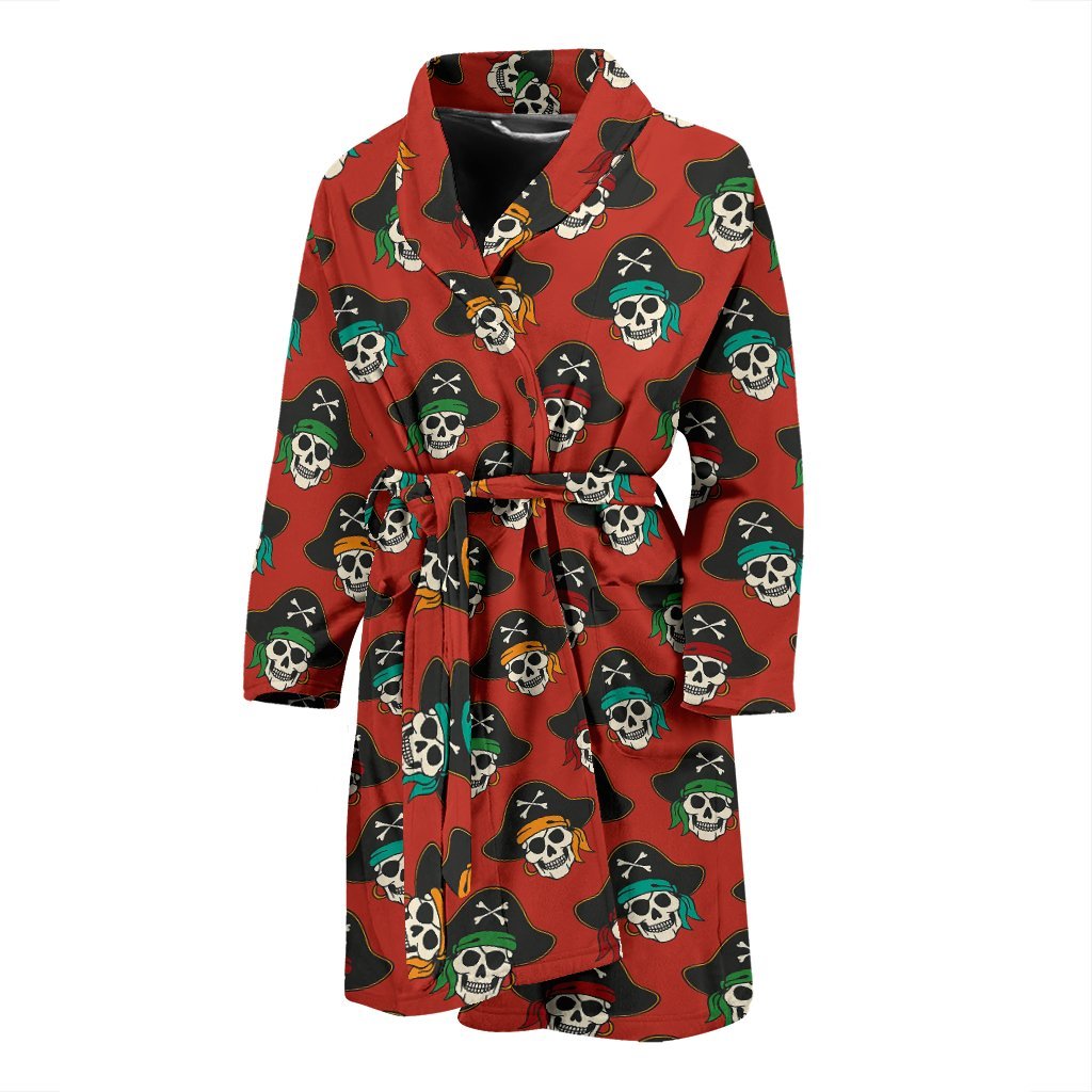 Skull Pirate Print Pattern Men Long Robe-grizzshop