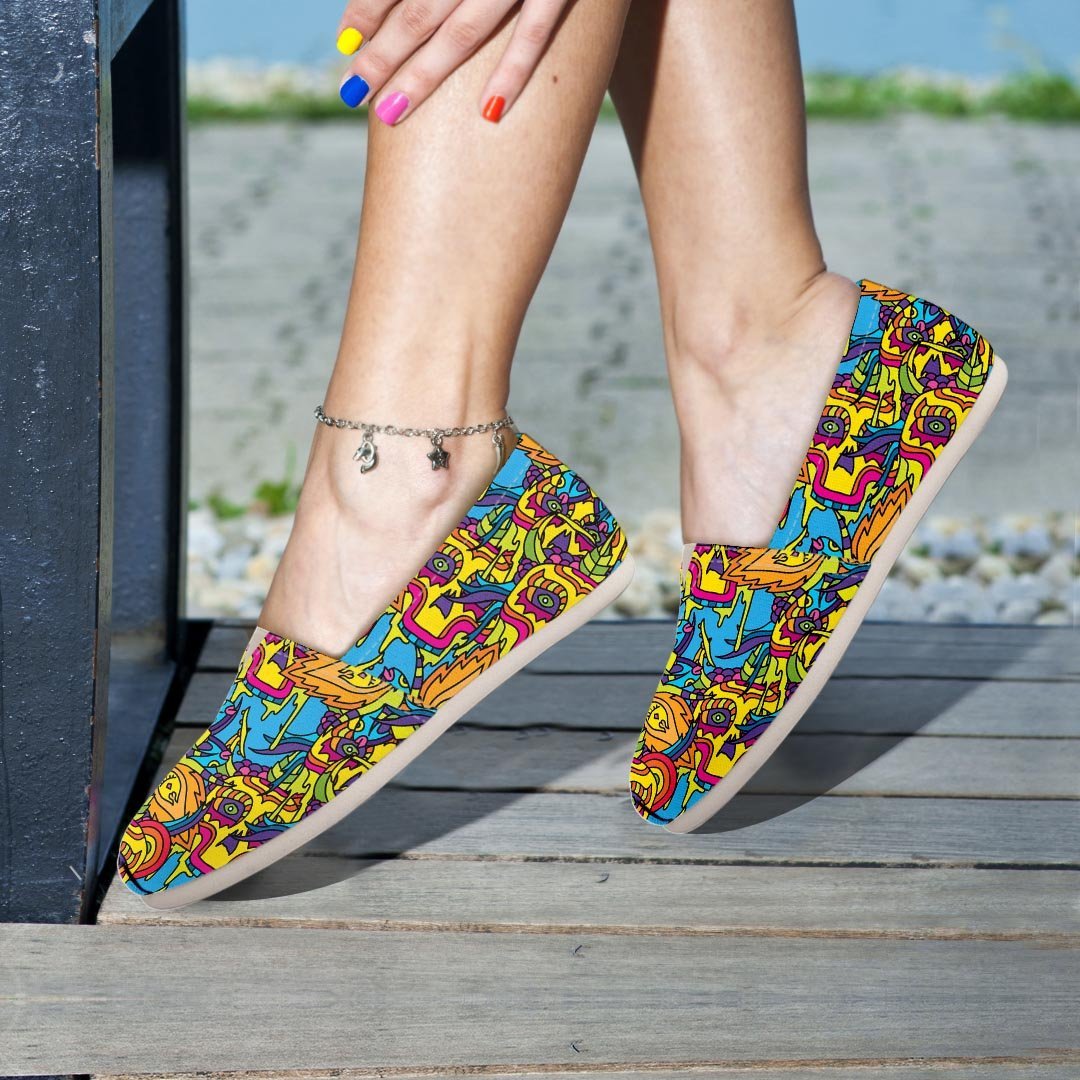 Skull Trippy Psychedelic Canvas Shoes-grizzshop
