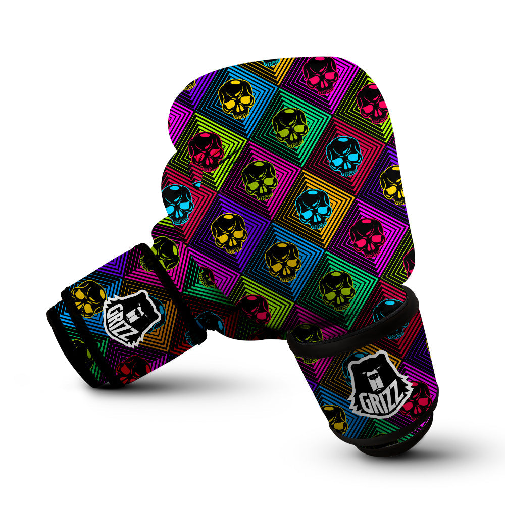 Skulls Hard Rock Colorful Print Pattern Boxing Gloves-grizzshop