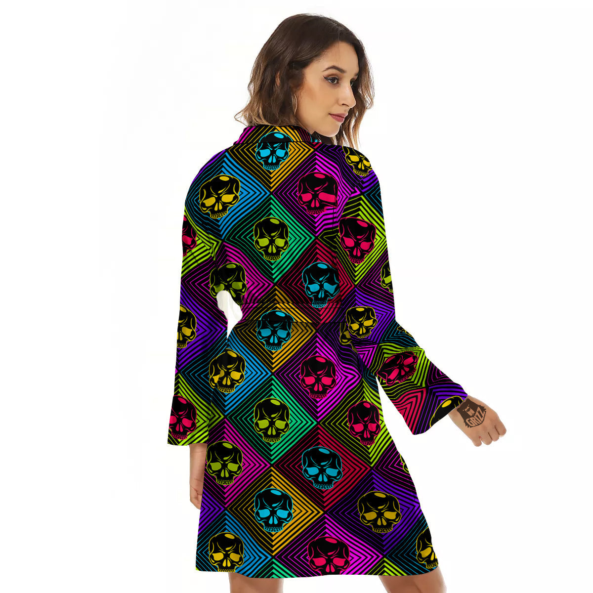 Skulls Hard Rock Colorful Print Pattern Women's Robe-grizzshop