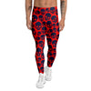 Skulls Red And Blue Hard Rock Print Pattern Men's Leggings-grizzshop