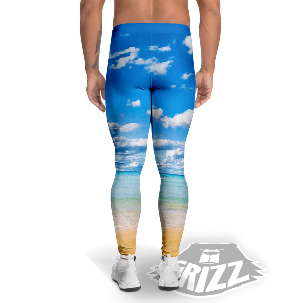 Sky And Sea Print Men's Leggings-grizzshop