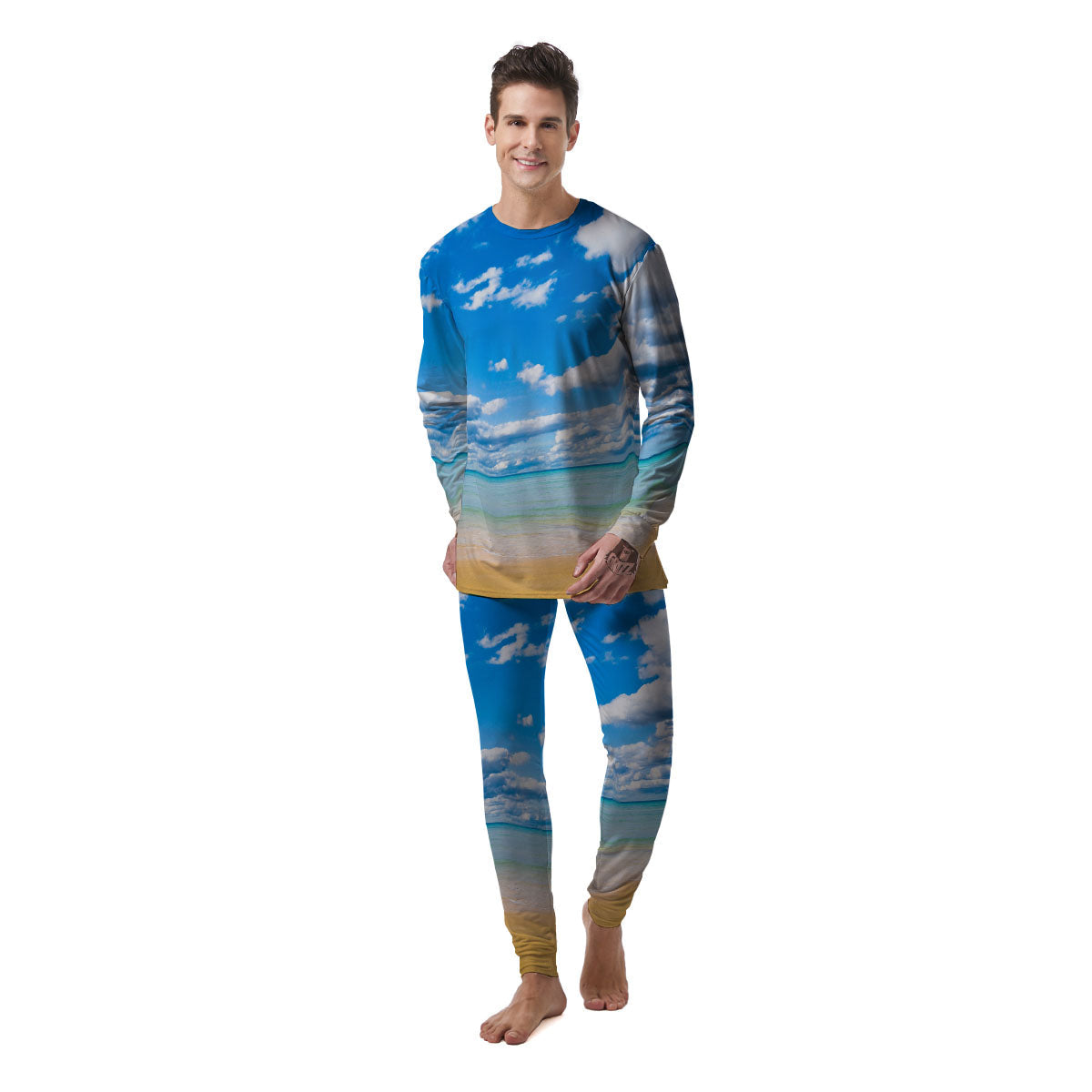 Sky And Sea Print Men's Pajamas-grizzshop