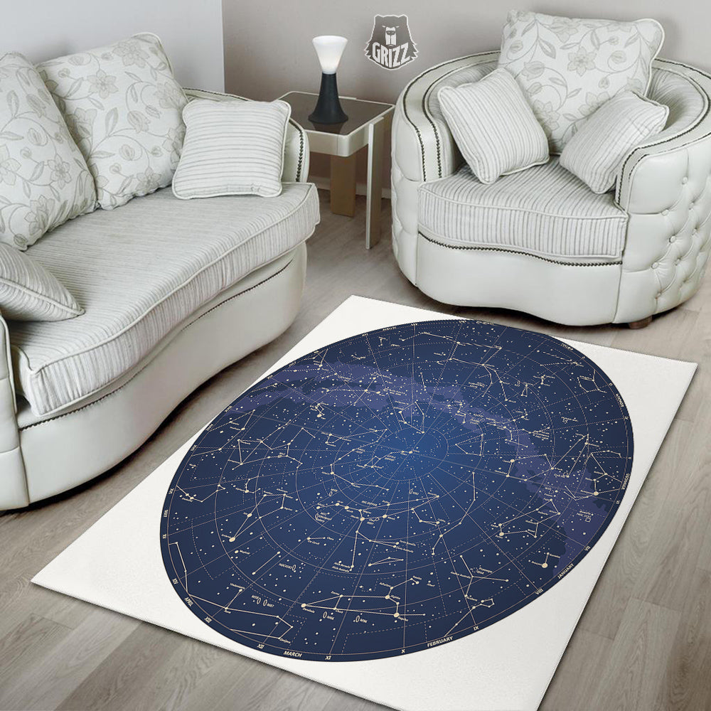 Sky Map Constellation Print Floor Mat-grizzshop