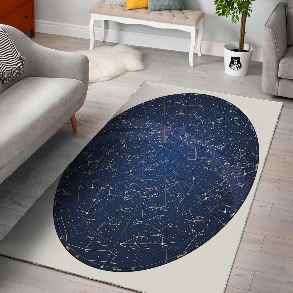 Sky Map Constellation Print Floor Mat-grizzshop