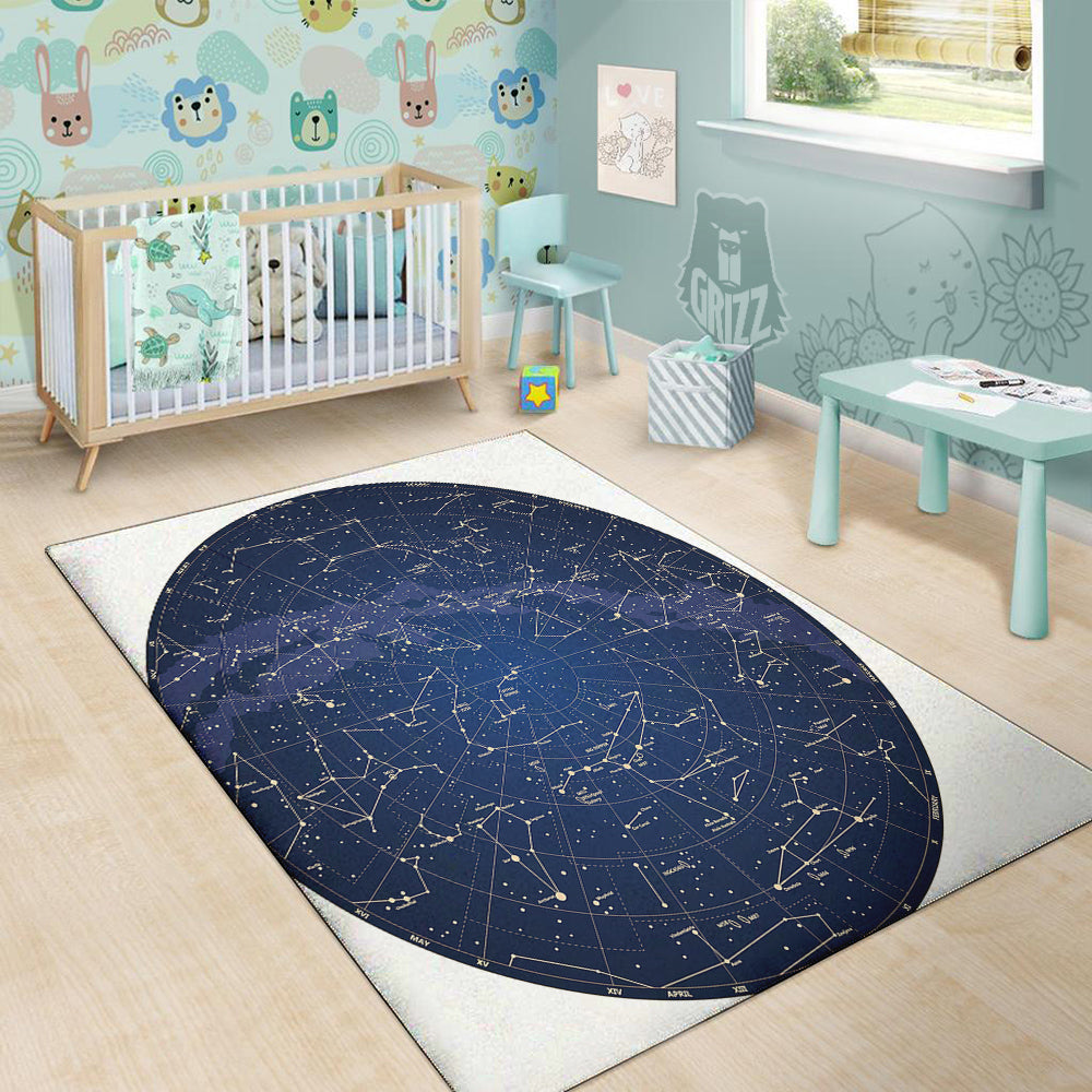 Sky Map Constellation Print Floor Mat-grizzshop