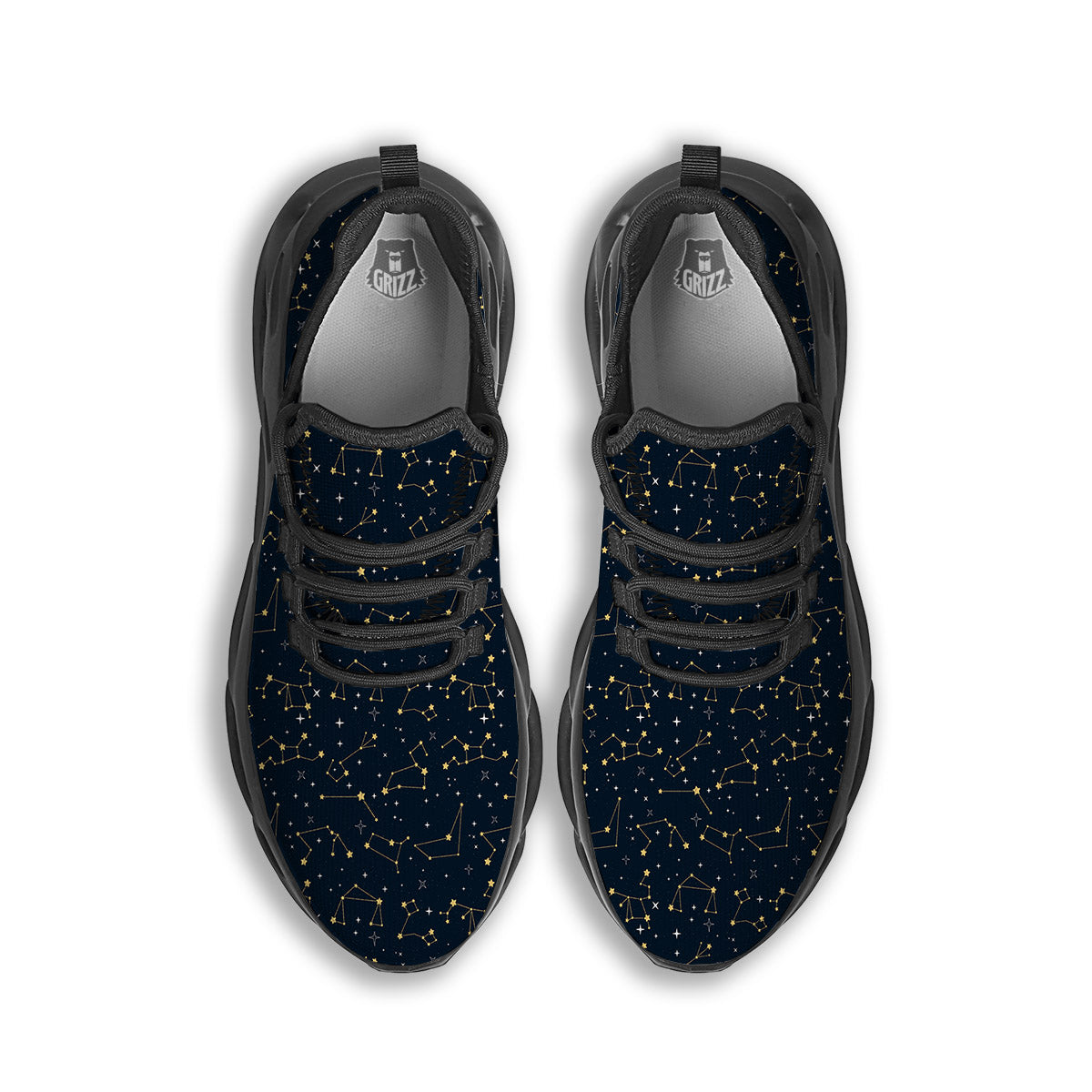 Sky Map Constellation Print Pattern Black Running Shoes-grizzshop
