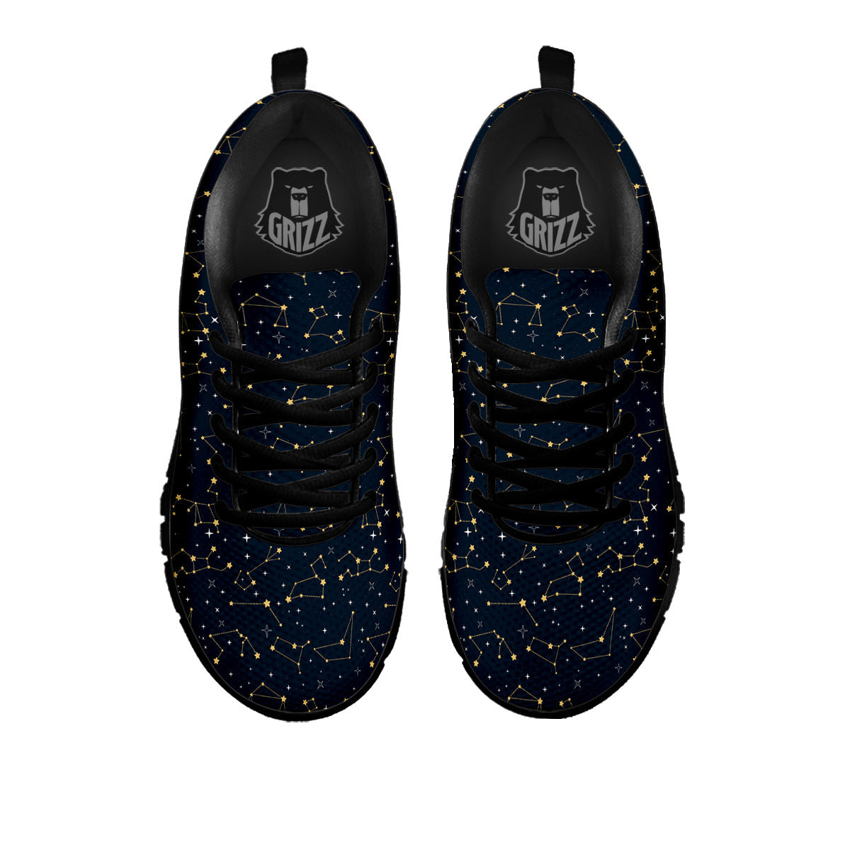 Sky Map Constellation Print Pattern Black Sneaker-grizzshop