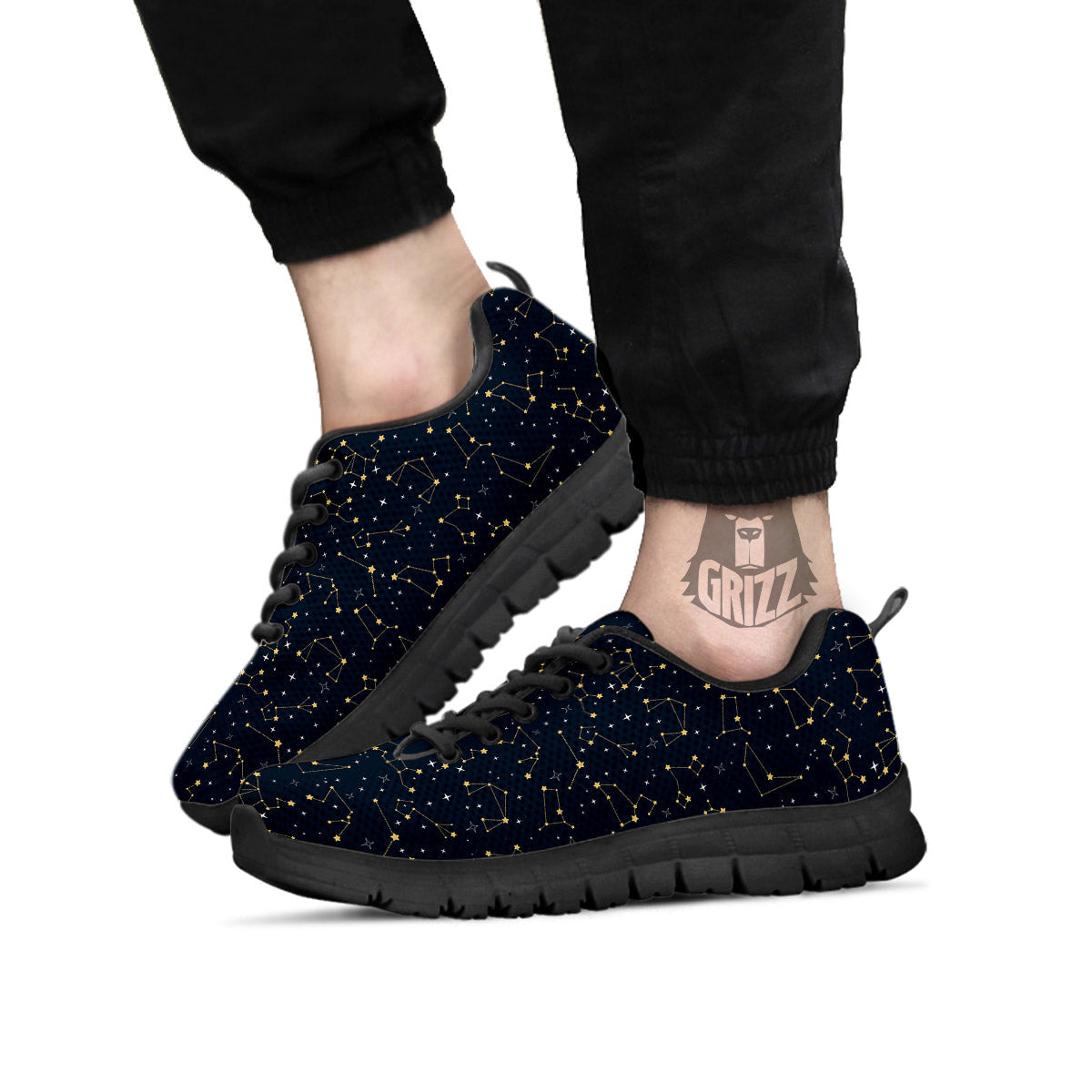 Sky Map Constellation Print Pattern Black Sneaker-grizzshop