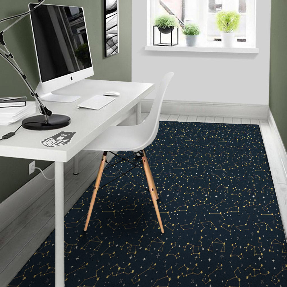 Sky Map Constellation Print Pattern Floor Mat-grizzshop