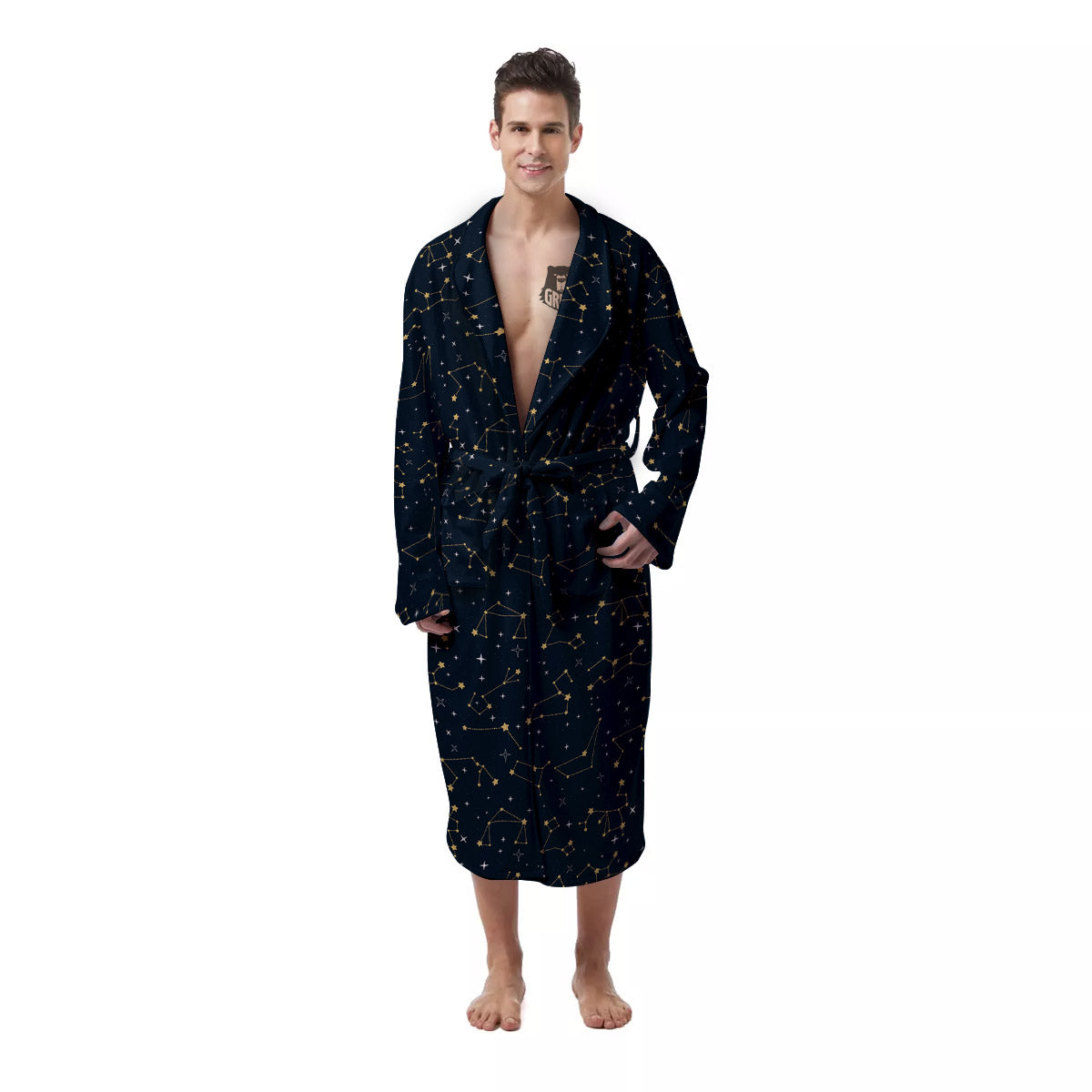 Sky Map Constellation Print Pattern Men's Robe-grizzshop