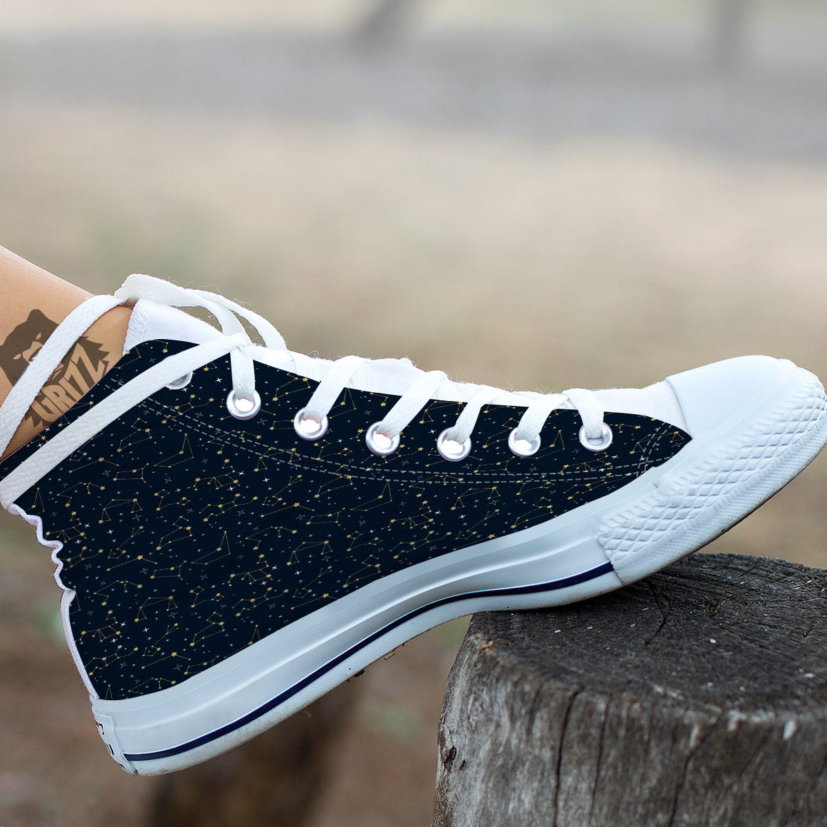 Sky Map Constellation Print Pattern White High Top Shoes-grizzshop