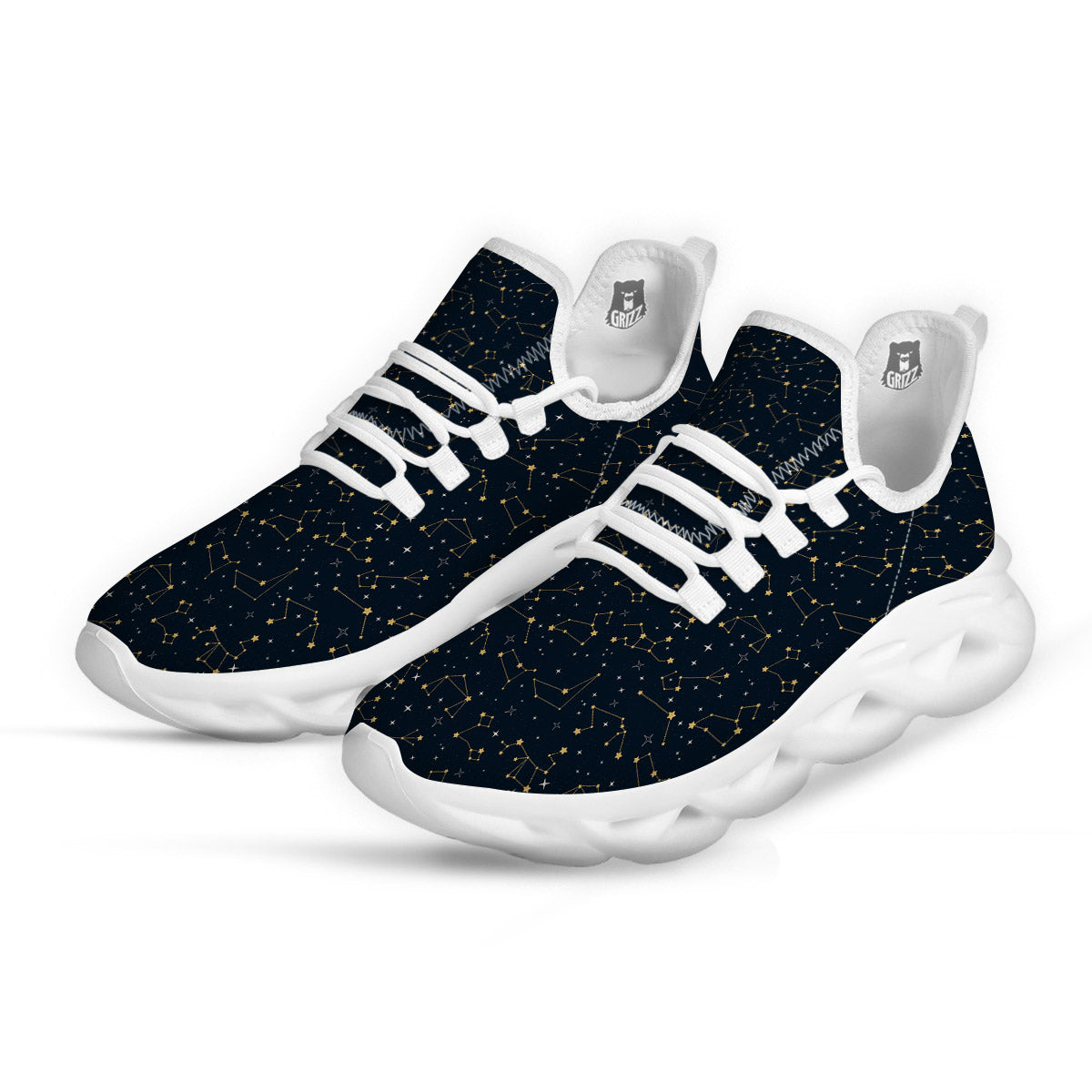 Sky Map Constellation Print Pattern White Running Shoes-grizzshop