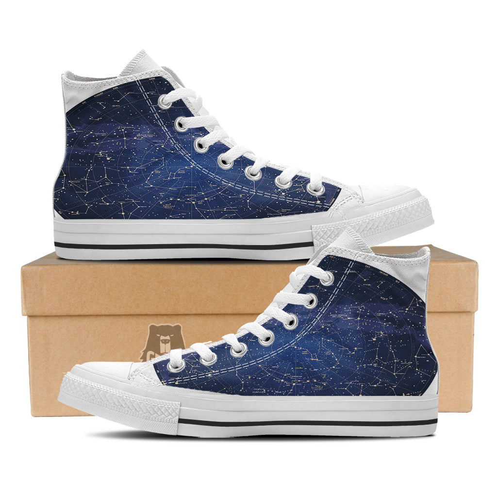 Sky Map Constellation Print White High Top Shoes-grizzshop