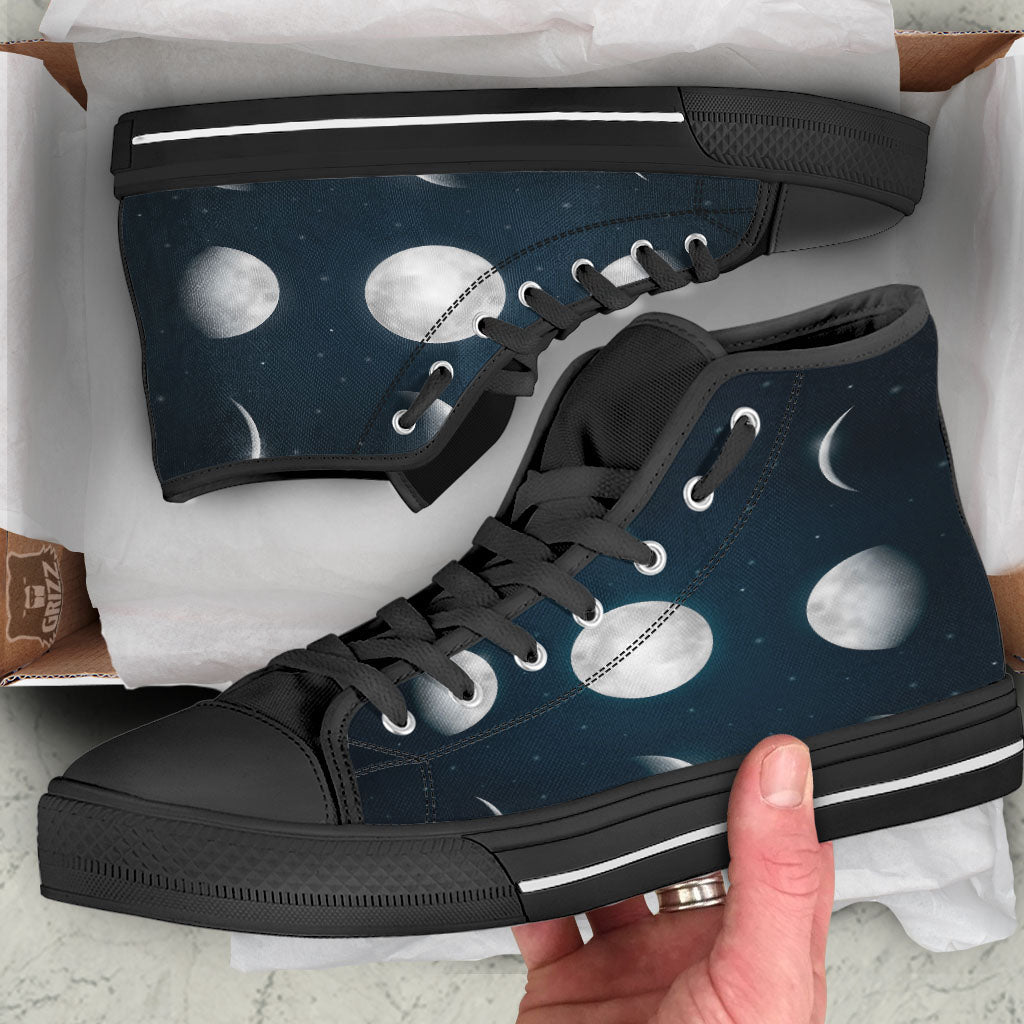Sky Moon Night Phase Print High Top Shoes-grizzshop