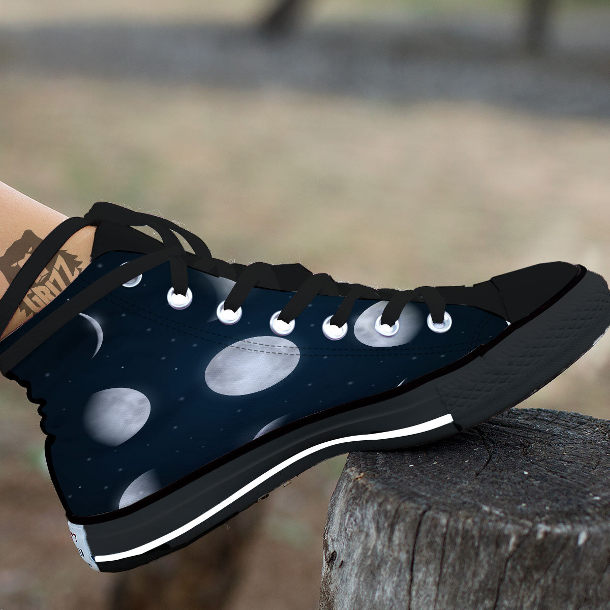 Sky Moon Night Phase Print High Top Shoes-grizzshop