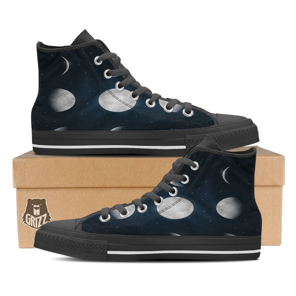 Sky Moon Night Phase Print High Top Shoes-grizzshop