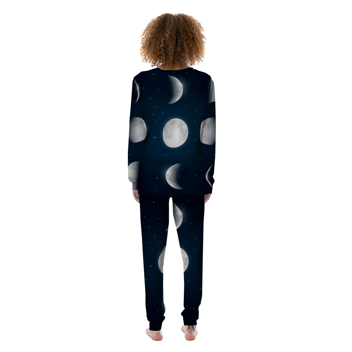 Sky Moon Night Phase Print Women's Pajamas-grizzshop