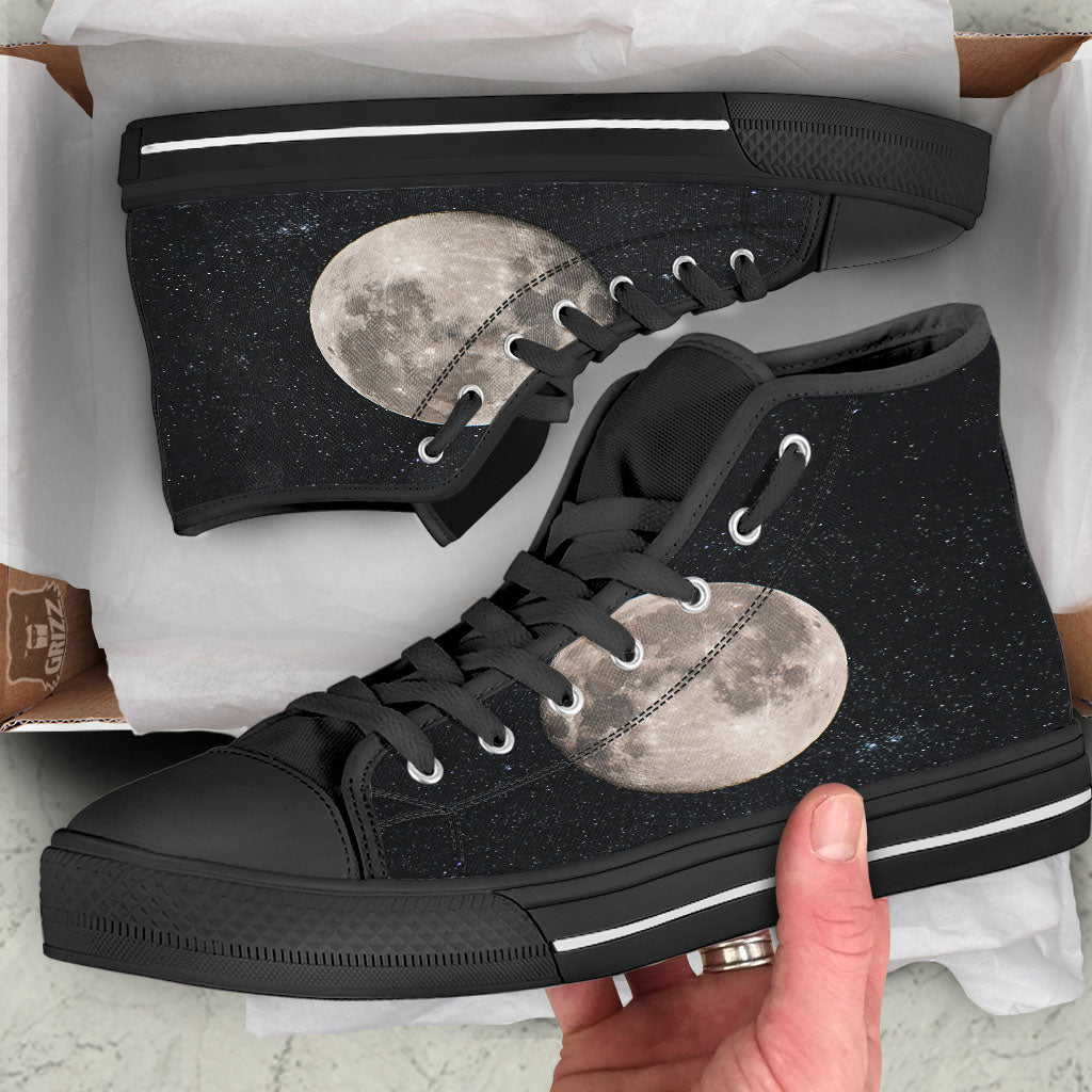Sky Night Full Moon Print High Top Shoes-grizzshop