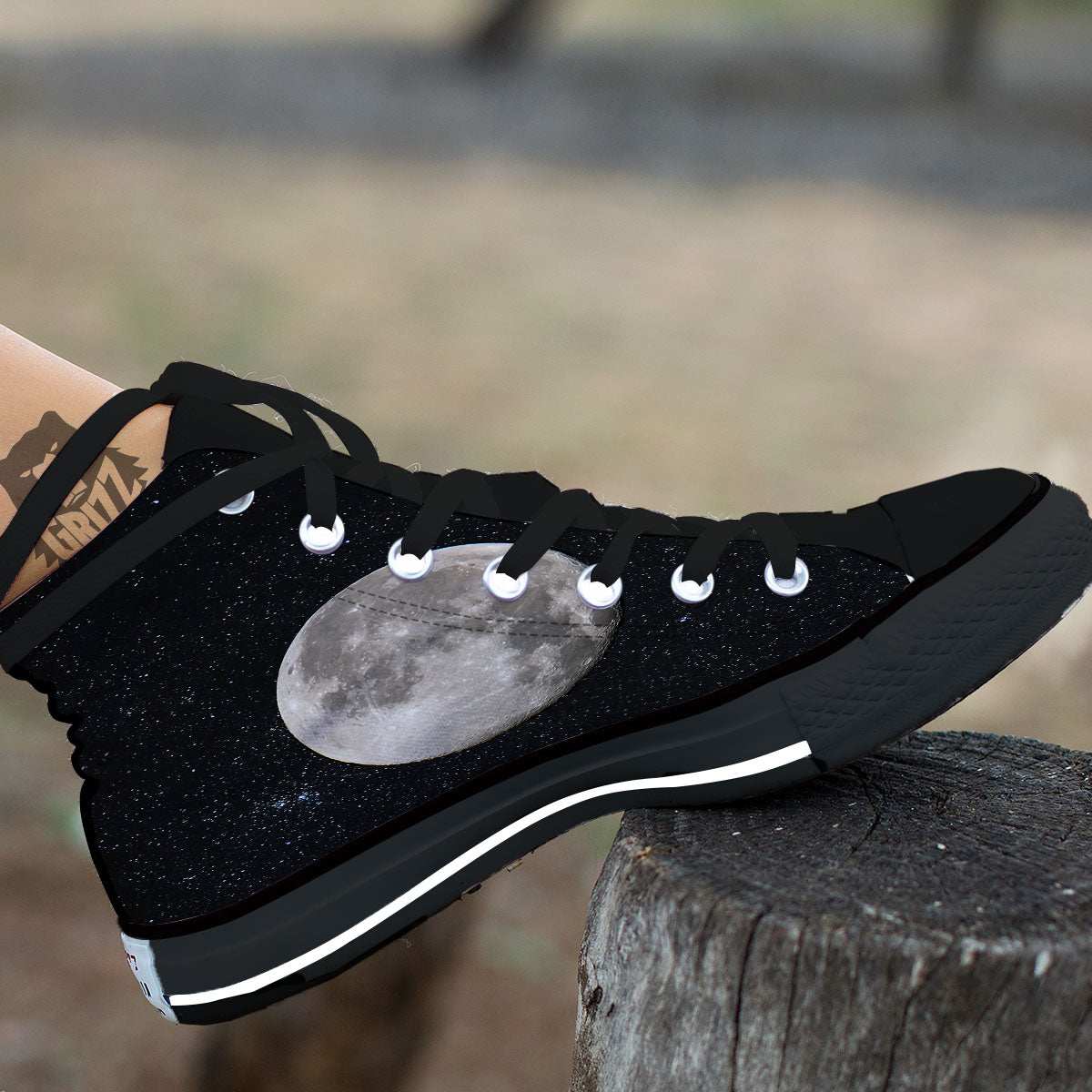 Sky Night Full Moon Print High Top Shoes-grizzshop