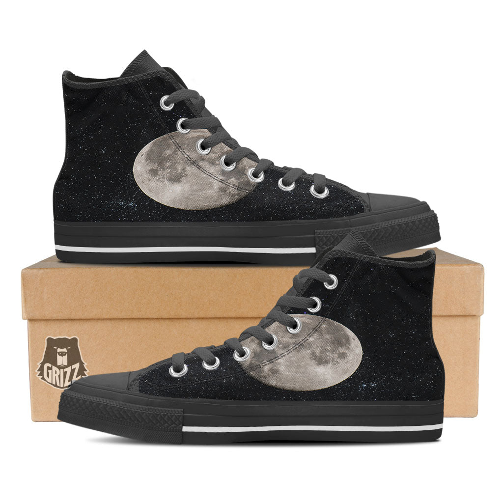 Sky Night Full Moon Print High Top Shoes-grizzshop
