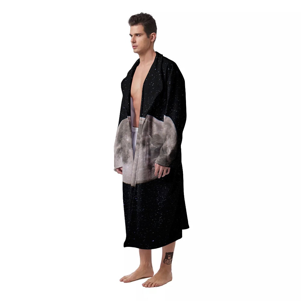 Sky Night Full Moon Print Men's Robe-grizzshop