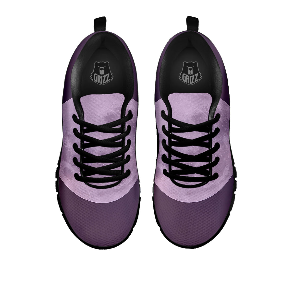 Sky Purple And Full Moon Print Black Sneaker-grizzshop