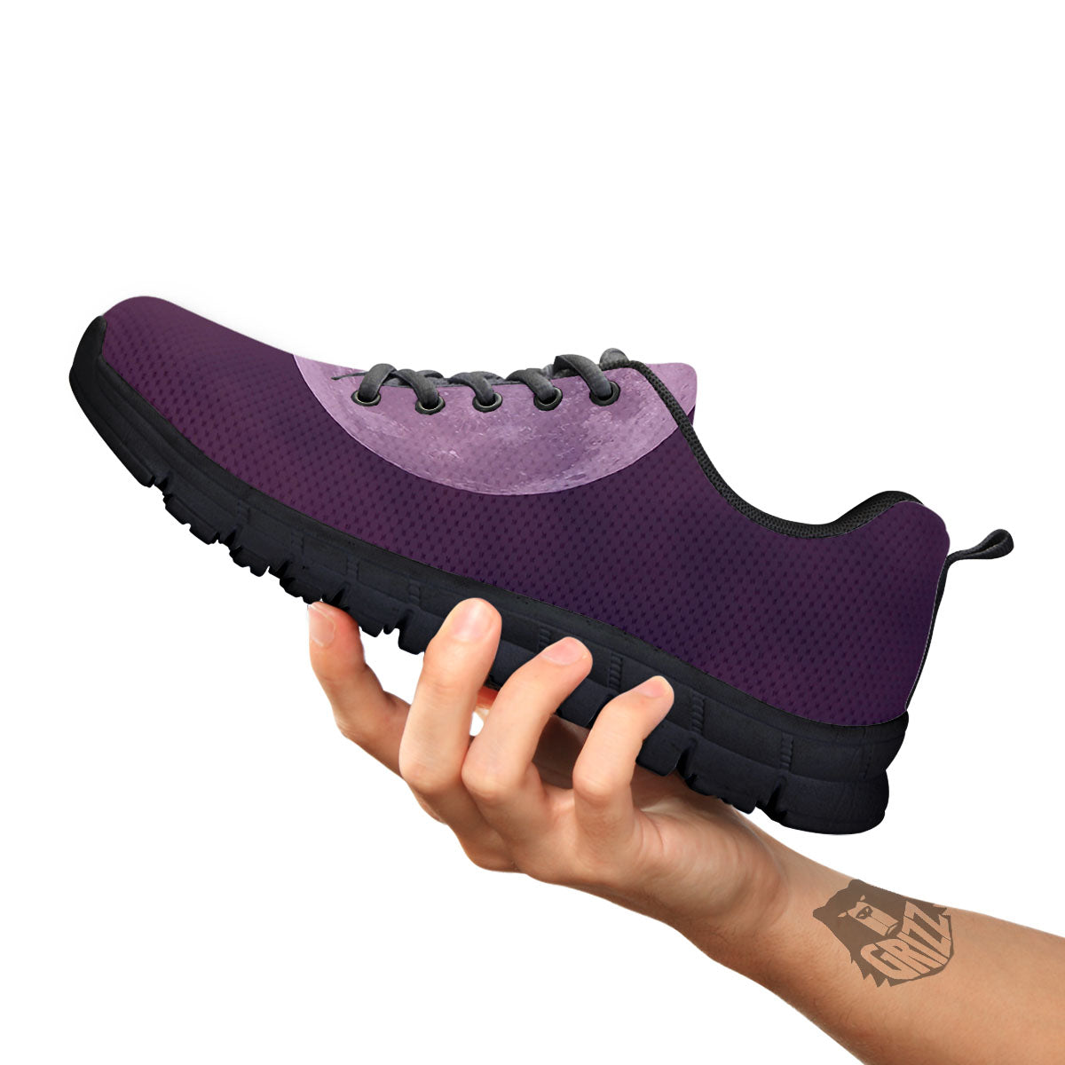 Sky Purple And Full Moon Print Black Sneaker-grizzshop