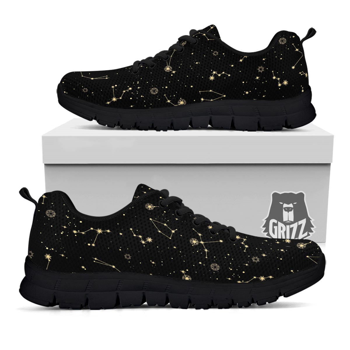 Sky Star Print Pattern Black Sneaker-grizzshop