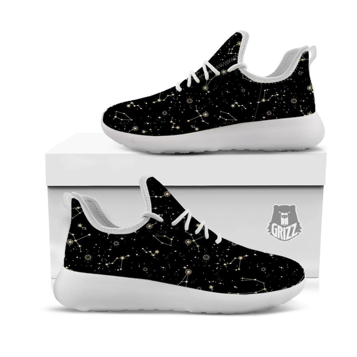 Sky Star Print Pattern White Athletic Shoes-grizzshop