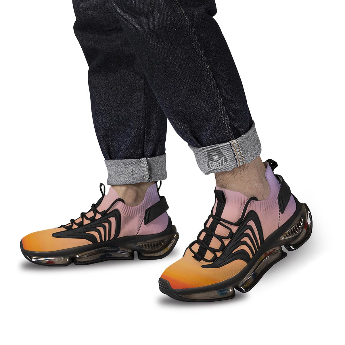 Sky Sunrise Print Black Gym Shoes-grizzshop