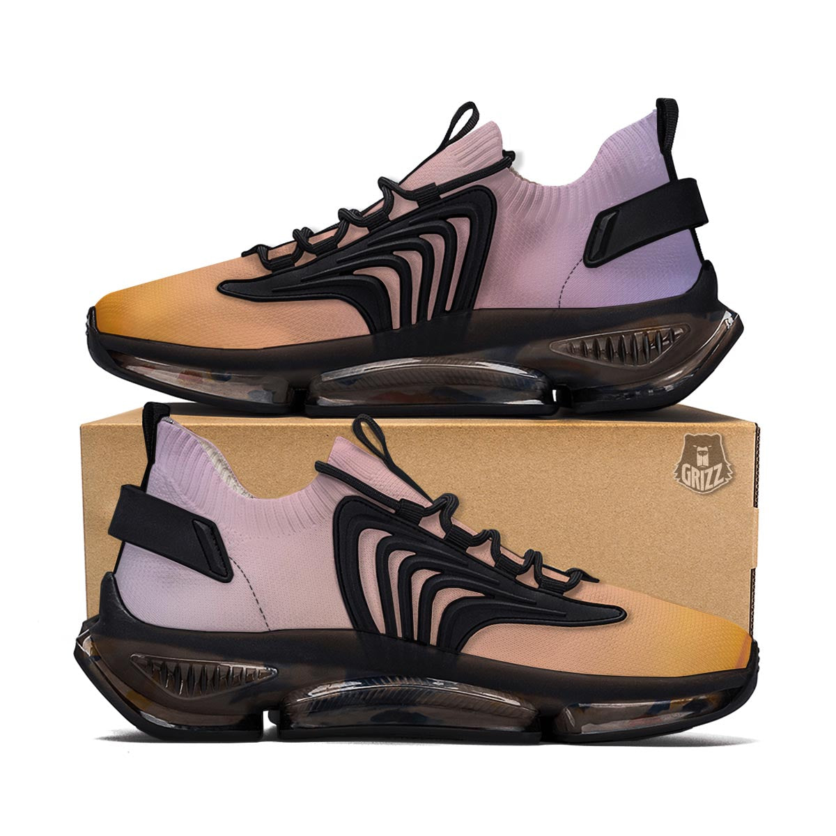 Sky Sunrise Print Black Gym Shoes-grizzshop