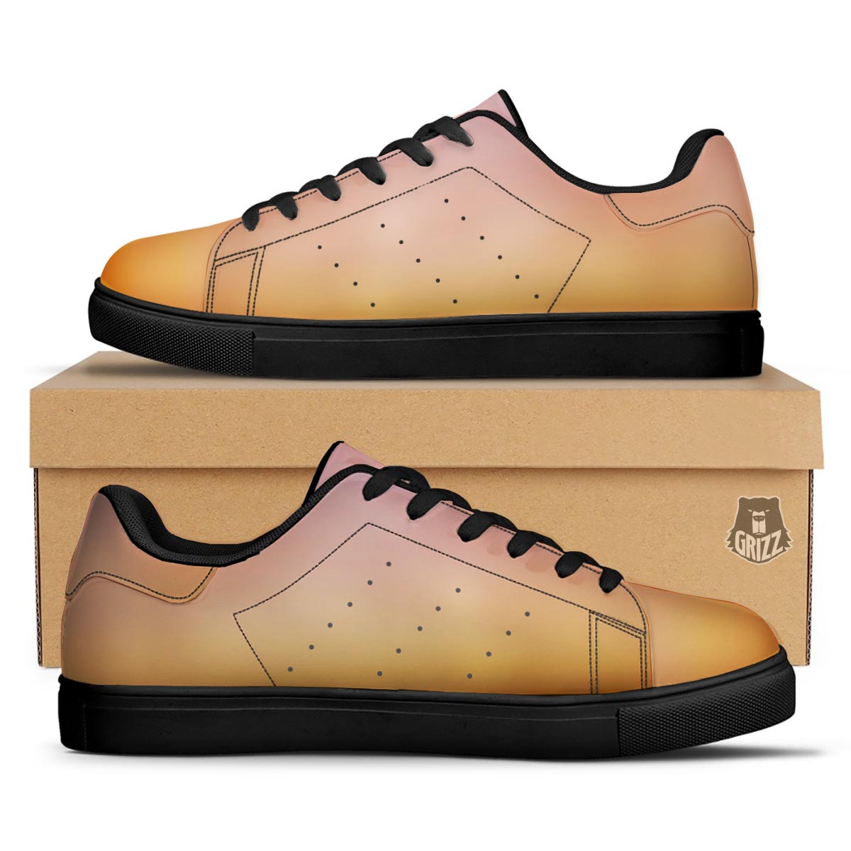 Sky Sunrise Print Black Low Top Sneakers-grizzshop