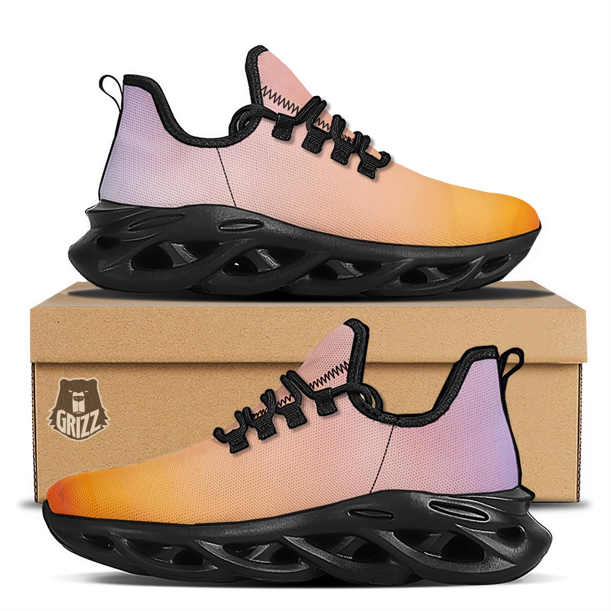 Sky Sunrise Print Black Running Shoes-grizzshop