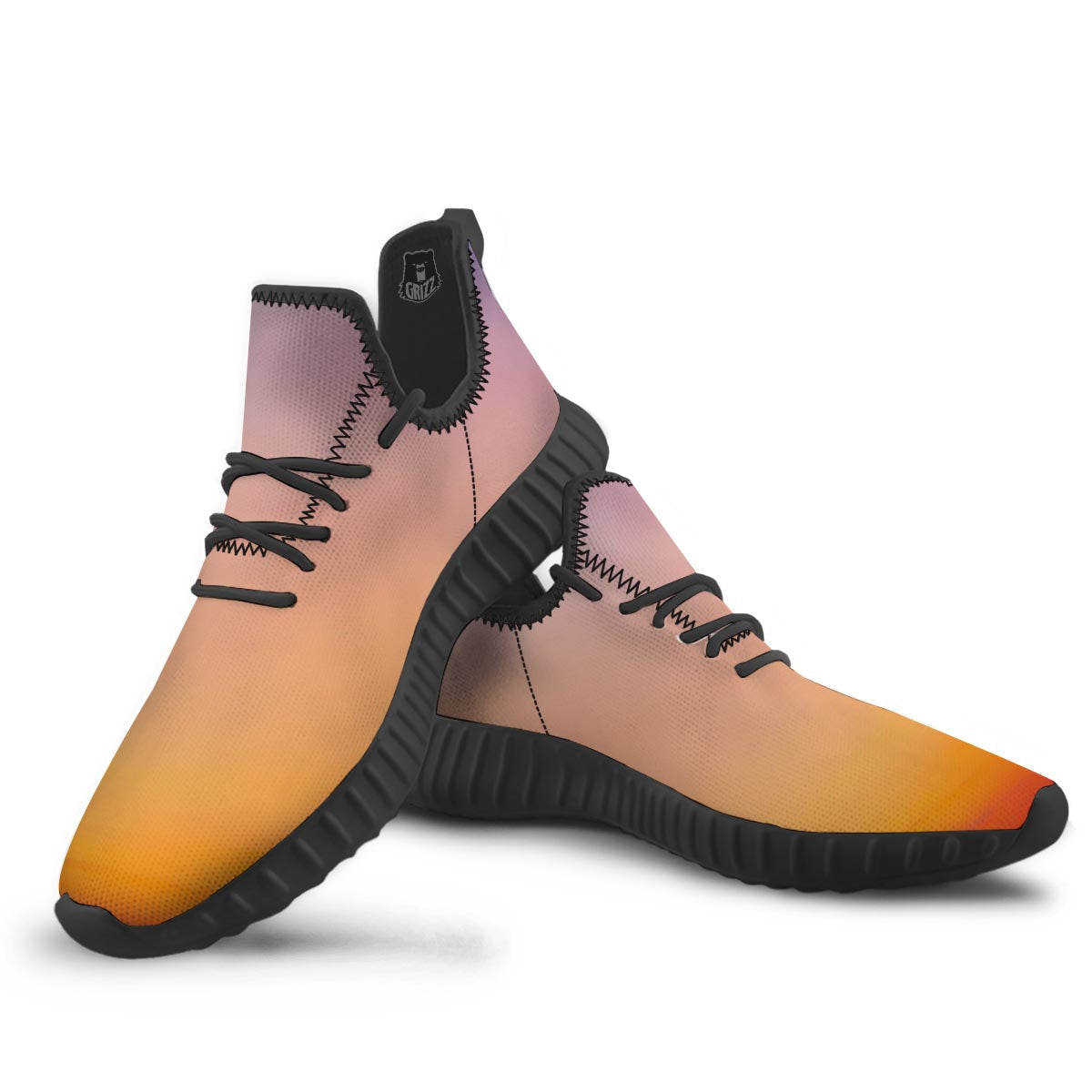 Sky Sunrise Print Black Walking Shoes-grizzshop