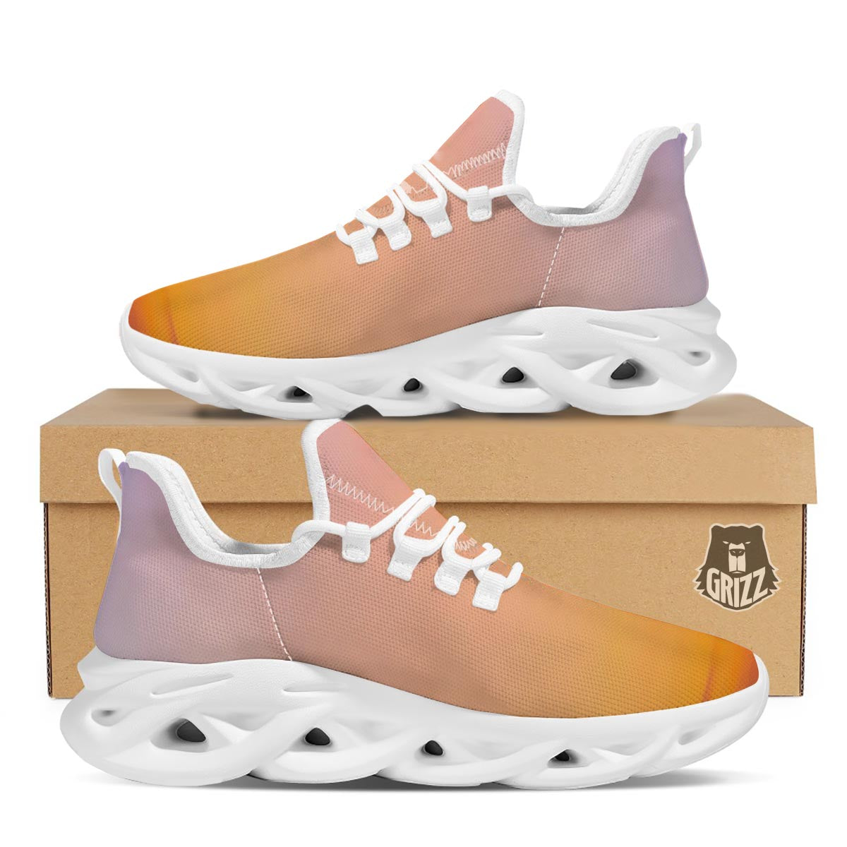 Sky Sunrise Print White Running Shoes-grizzshop