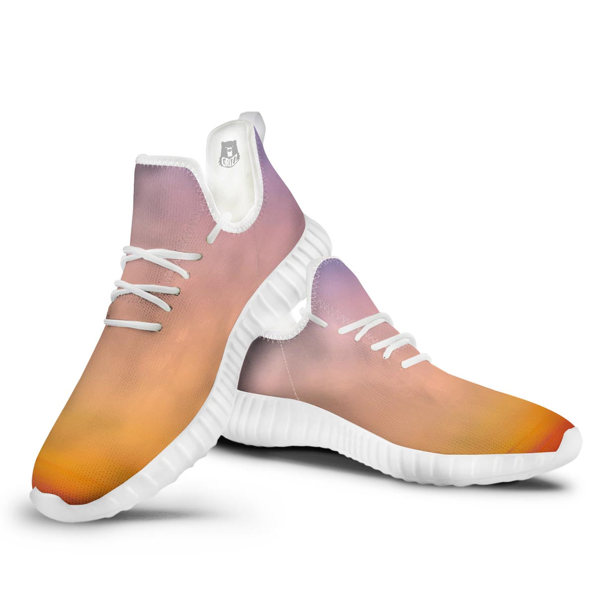 Sky Sunrise Print White Walking Shoes-grizzshop