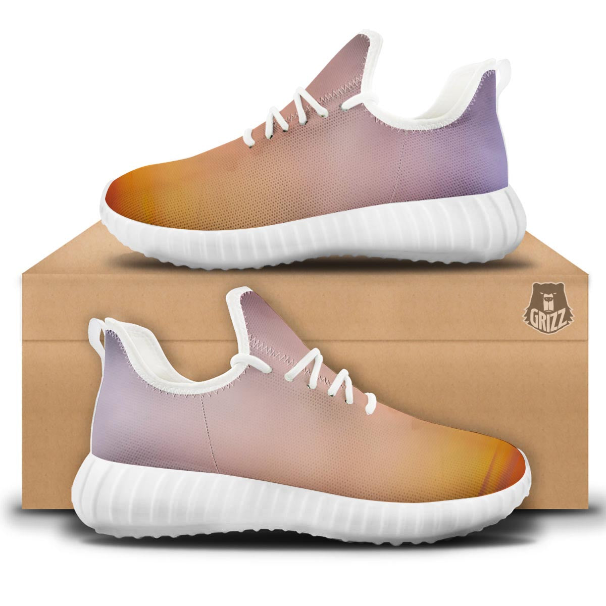 Sky Sunrise Print White Walking Shoes-grizzshop