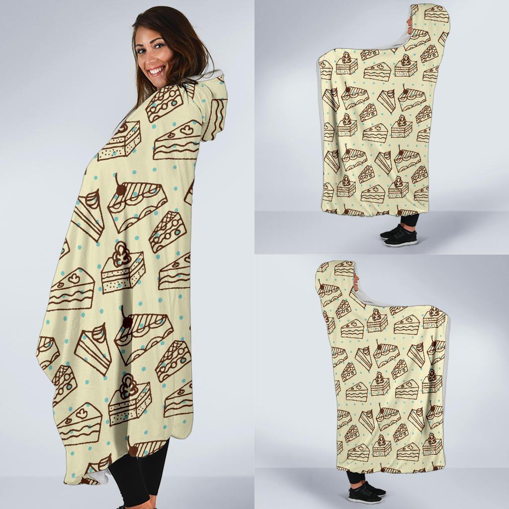 Slice Cake Pattern Print Hooded Blanket-grizzshop