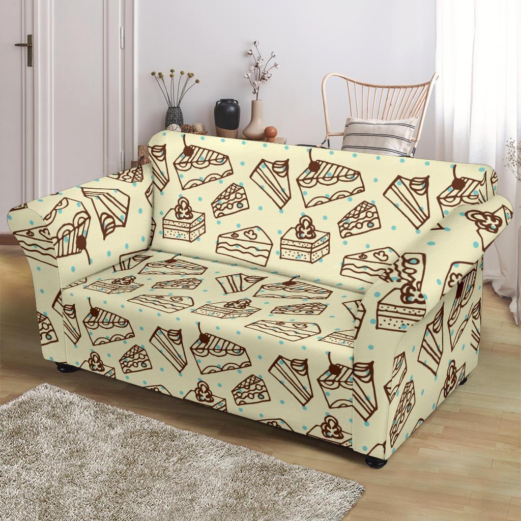 Slice Cake Pattern Print Loveseat Cover-grizzshop