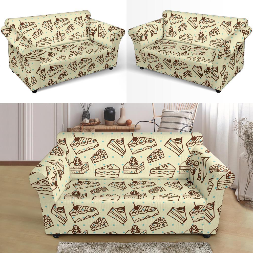 Slice Cake Pattern Print Loveseat Cover-grizzshop